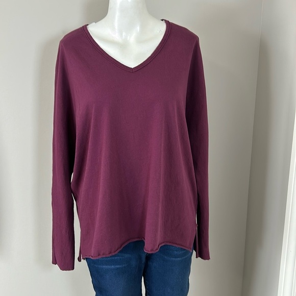 FRANK and EILEEN Tee Lab V Neck Top Long Sleeve Shirt Basic Cotton Sz S - Picture 2 of 10